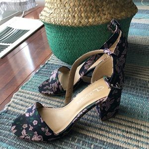 Floral Block Heel Sandals